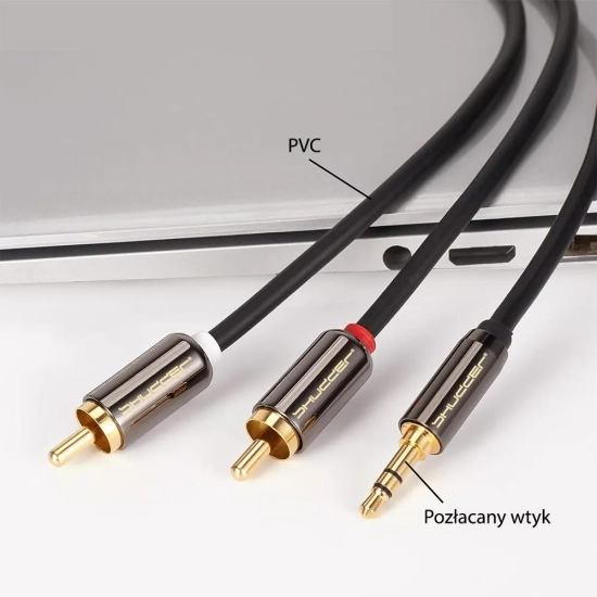 Kabel wtyk jack 3.5mm stereo - 2RCA wtyk 1.8m Shudder Standard Przewód Jack 3.5mm - 2x Cinch-7415