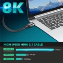 Kabel Przewód HDMI 2.1 WETU Premium 8K 60Hz 4K 120Hz Ultra High Speed 48Gb 0.5m HQ-8095