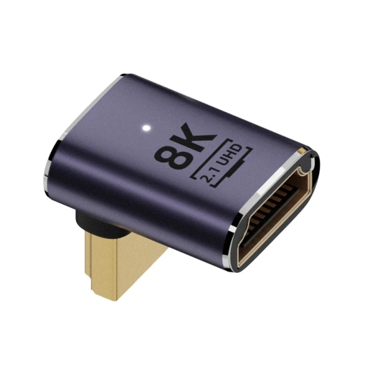 Przejściówka adaptor złącze HDMI wyk - gniazdo kątowe 90 stopni góra 8K 60Hz 4K 120Hz