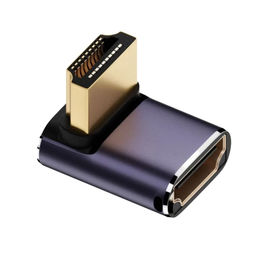 Przejściówka adaptor złącze HDMI wyk - gniazdo kątowe 90 stopni góra 8K 60Hz 4K 120Hz-8989
